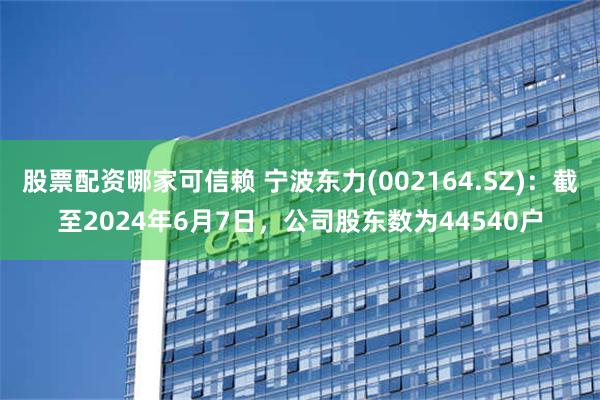 股票配资哪家可信赖 宁波东力(002164.SZ)：截至2024年6月7日，公司股东数为44540户