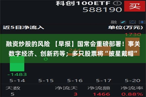 融资炒股的风险 【早报】国常会重磅部署！事关数字经济、创新药等；多只股票将“披星戴帽”