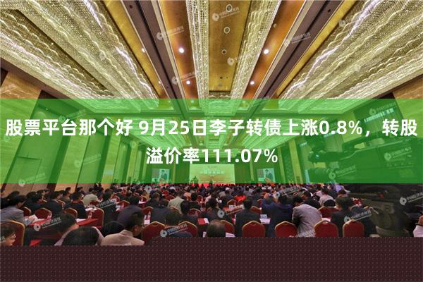 股票平台那个好 9月25日李子转债上涨0.8%，转股溢价率111.07%