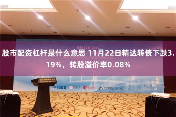 股市配资杠杆是什么意思 11月22日精达转债下跌3.19%，转股溢价率0.08%