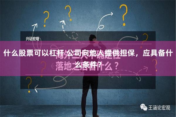 什么股票可以杠杆 公司向他人提供担保，应具备什么条件？