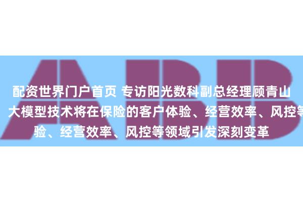 配资世界门户首页 专访阳光数科副总经理顾青山：未来三到五年间，大模型技术将在保险的客户体验、经营效率、风控等领域引发深刻变革